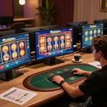 Player engaging with the Sunwin online casino interface, showcasing strategic gaming in a cozy environment