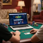 F8bet luxury player immersed in a strategic online poker game, showcasing relaxed yet focused gaming vibes.