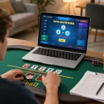 Player engaged in a HITCLUB live dealer blackjack game, showcasing strategy and responsible gaming environment