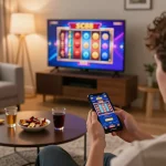 SC88 casino app displayed on smartphone during an engaging online gaming session with cozy home atmosphere.