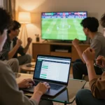 Uk88 players enthusiastically engage in live sports betting, showcasing an exciting betting atmosphere