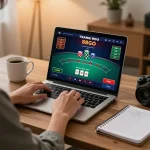 Engaging in a blackjack game on Trang Chủ 88GO from a cozy home office.
