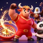 Win big with rr 88 in this vibrant 3D casino scene featuring golden trophies, sparkling gems, and energetic game elements.
