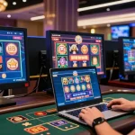 Exciting HITCLUB online gaming scene with vibrant digital casino games and a focused player enjoying a live dealer experience.