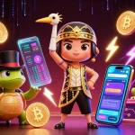 Engage with O8's vibrant casino scene featuring a flapper crane and crypto icons
