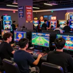 Open88 online gaming atmosphere with players engaged in live sports betting and casino games.