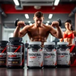 Trenobal-H Trenbolone Hexa producten in een actiemoment van fitness met enthousiasme.