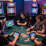 Hitclub online gaming experience with diverse players enjoying live casino games, slots, and card games in a modern digital setting.