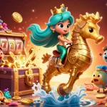 Engage with one 88 as a mermaid princess surrounded by vibrant slot-themed rewards in an enchanting underwater scene.