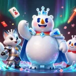 Experience thrilling gameplay at Ku88, featuring a captivating scene with a polar bear king and animated game elements.
