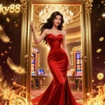 Experience the thrill of Lucky88 with an enchanting casino illustration featuring a beautiful woman and dynamic winnings.