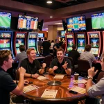 Alo8 bettors strategizing in an exciting sports betting environment with lively games
