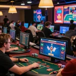 Players engaging in strategic online gambling at o8 casino, showcasing dynamic betting actions.
