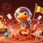Play and win at the go8 online casino with a vibrant Martian adventure illustration featuring roulette and slot elements.
