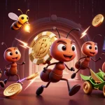 Bet big with O8 while 3D cartoon ants transport a giant poker chip through a vibrant tunnel.