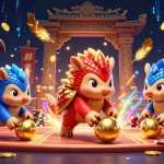 GO8 pangolins compete in a lively casino-themed scene with poker chips and vibrant effects.