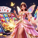 Immerse in 98win's gaming universe with an enchanting 3D fantasy scene featuring slots, gold coins, and excitement.
