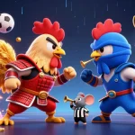 SUNWIN showcases an epic battle between samurai and ninja roosters in a thrilling gambling scene