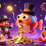 Aureon Casino showcases a vibrant 3D scene with an anglerfish attracting golden coins, symbolizing excitement in gambling.