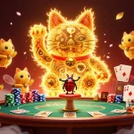 Experience the excitement of QS88 with vibrant golden fireflies and rich casino elements.
