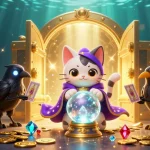 Experience thrilling wins at QS88 with an exciting 3D casino scene featuring a mystical cat and raven.